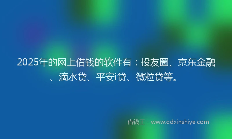 2025年的网上借钱的软件有：投友圈、京东金融、滴水贷、平安i贷、微粒贷等。