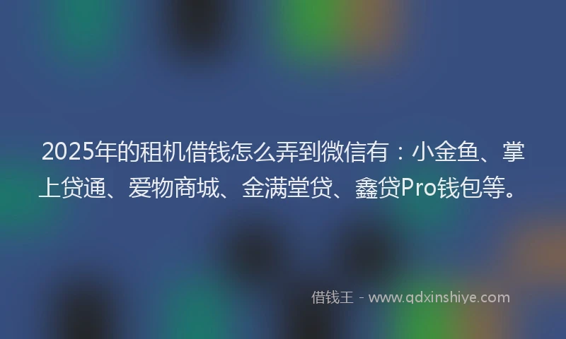 2025年的租机借钱怎么弄到微信有：小金鱼、掌上贷通、爱物商城、金满堂贷、鑫贷Pro钱包等。