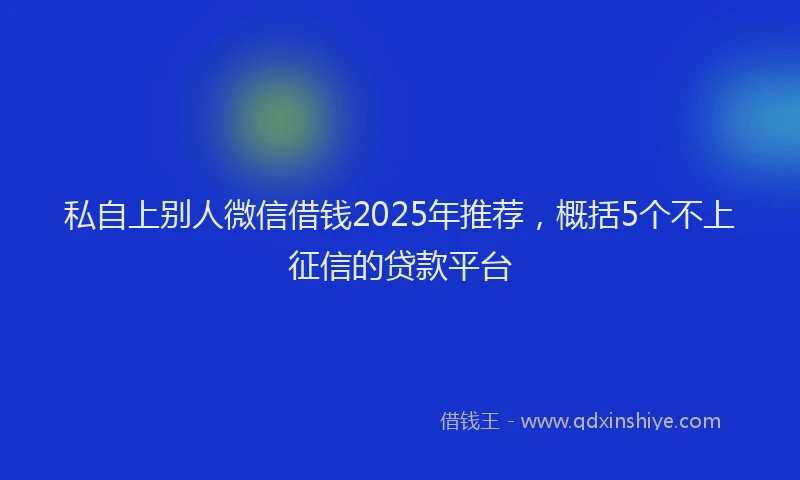 私自上别人微信借钱2025年推荐，概括5个不上征信的贷款平台
