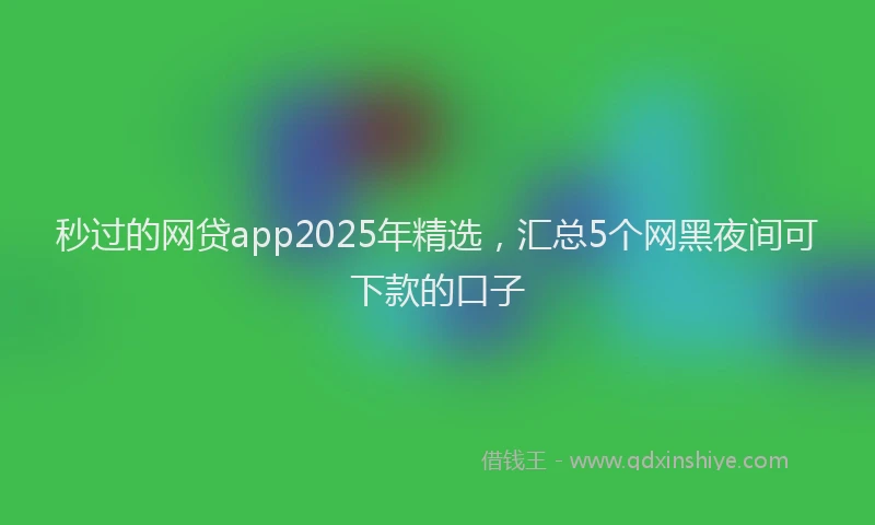 秒过的网贷app2025年精选，汇总5个网黑夜间可下款的口子