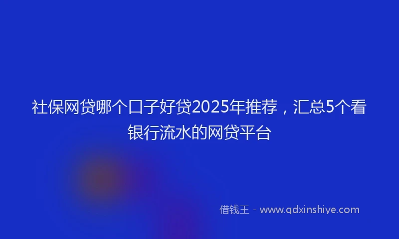 社保网贷哪个口子好贷2025年推荐，汇总5个看银行流水的网贷平台