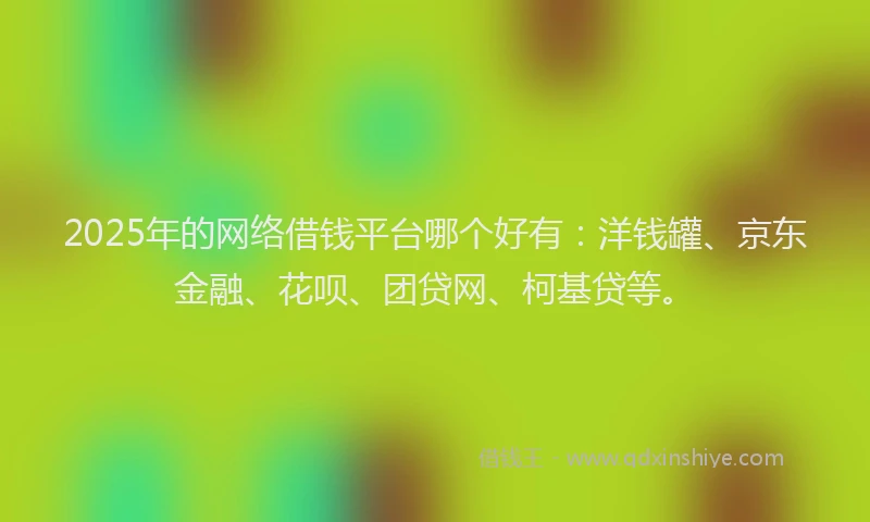 2025年的网络借钱平台哪个好有：洋钱罐、京东金融、花呗、团贷网、柯基贷等。