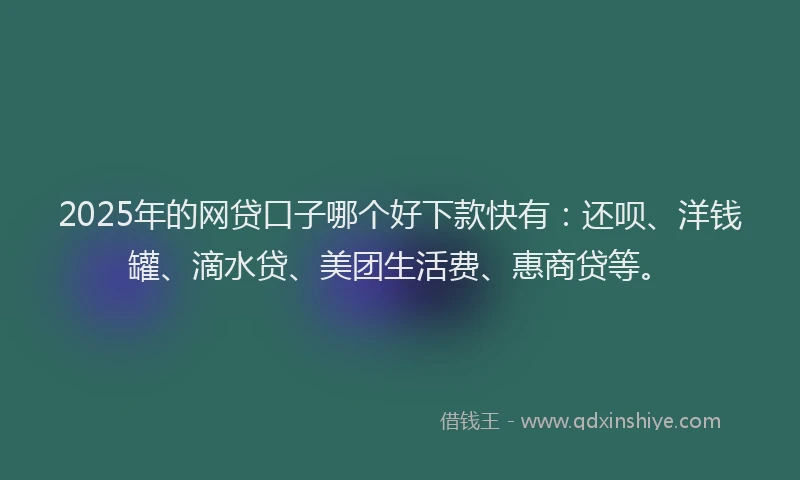 2025年的网贷口子哪个好下款快有：还呗、洋钱罐、滴水贷、美团生活费、惠商贷等。
