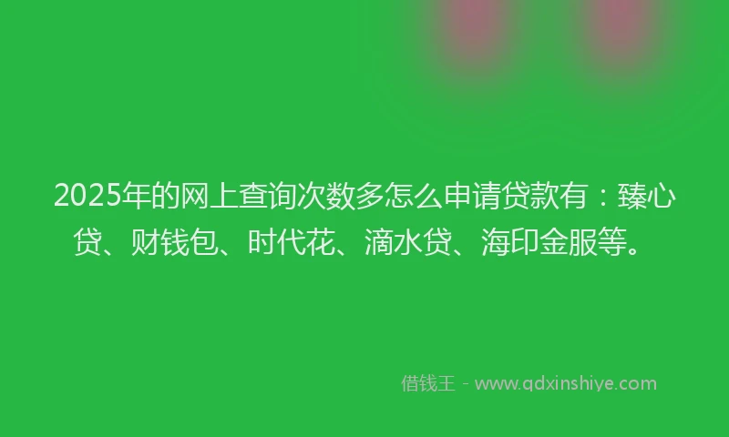 2025年的网上查询次数多怎么申请贷款有：臻心贷、财钱包、时代花、滴水贷、海印金服等。