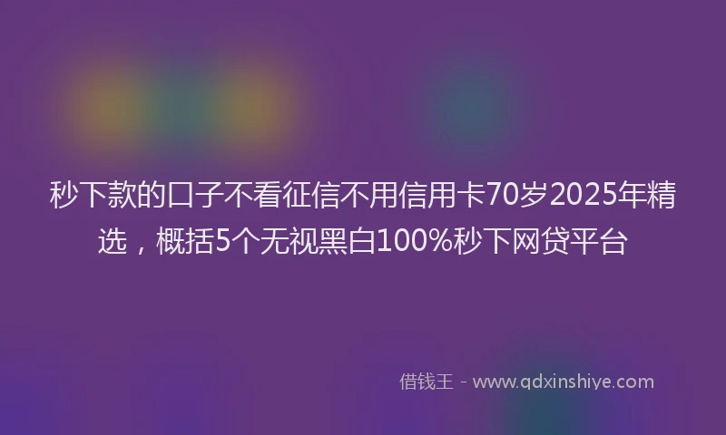 秒下款的口子不看征信不用信用卡70岁2025年精选，概括5个无视黑白100%秒下网贷平台