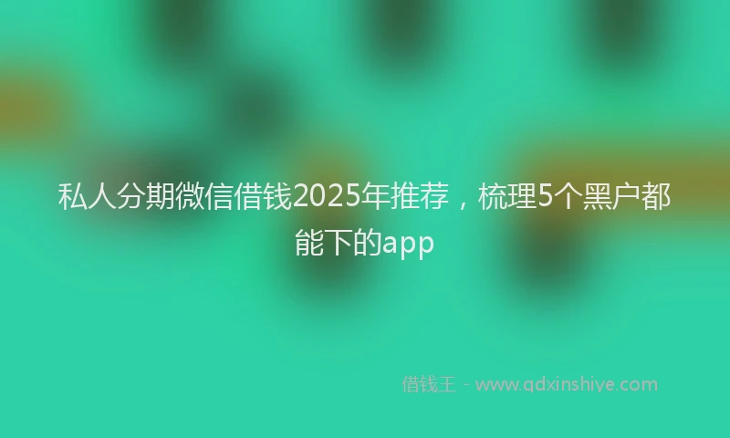 私人分期微信借钱2025年推荐，梳理5个黑户都能下的app