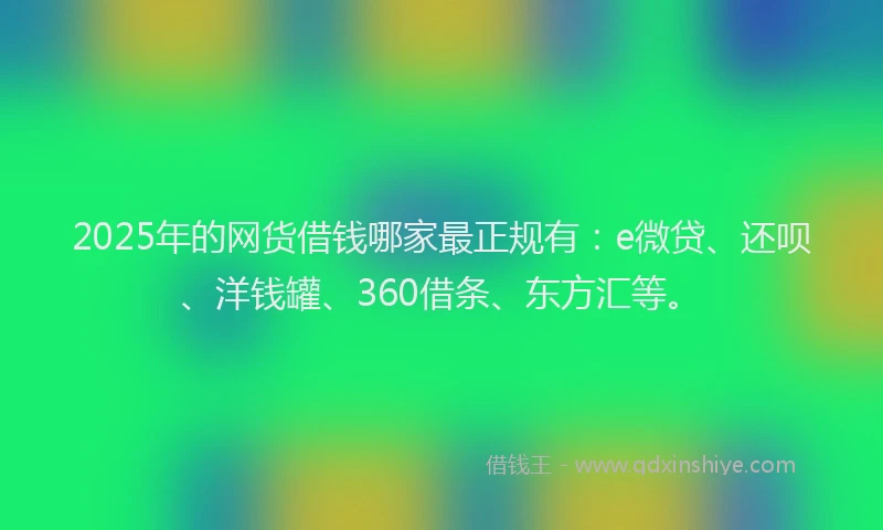 2025年的网货借钱哪家最正规有：e微贷、还呗、洋钱罐、360借条、东方汇等。