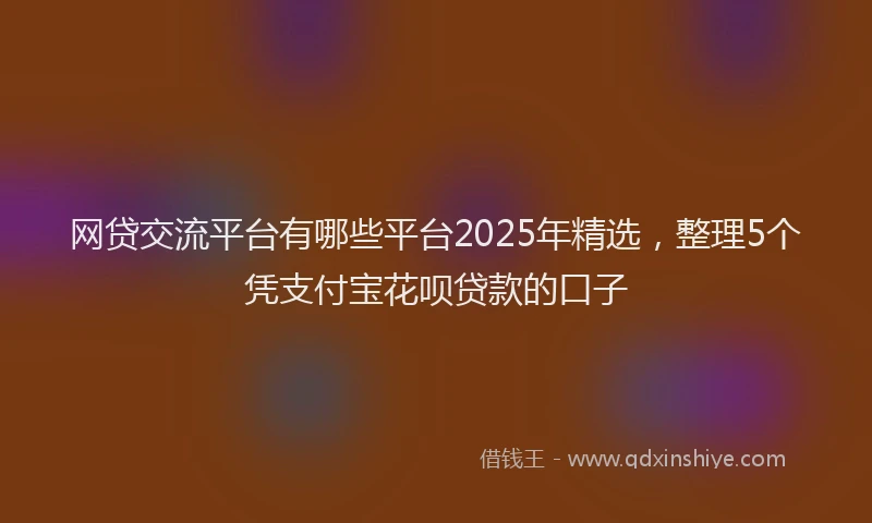 网贷交流平台有哪些平台2025年精选，整理5个凭支付宝花呗贷款的口子
