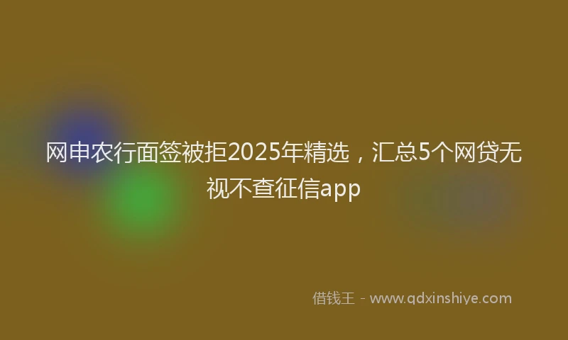 网申农行面签被拒2025年精选，汇总5个网贷无视不查征信app