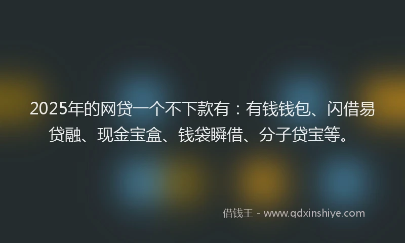 2025年的网贷一个不下款有：有钱钱包、闪借易贷融、现金宝盒、钱袋瞬借、分子贷宝等。