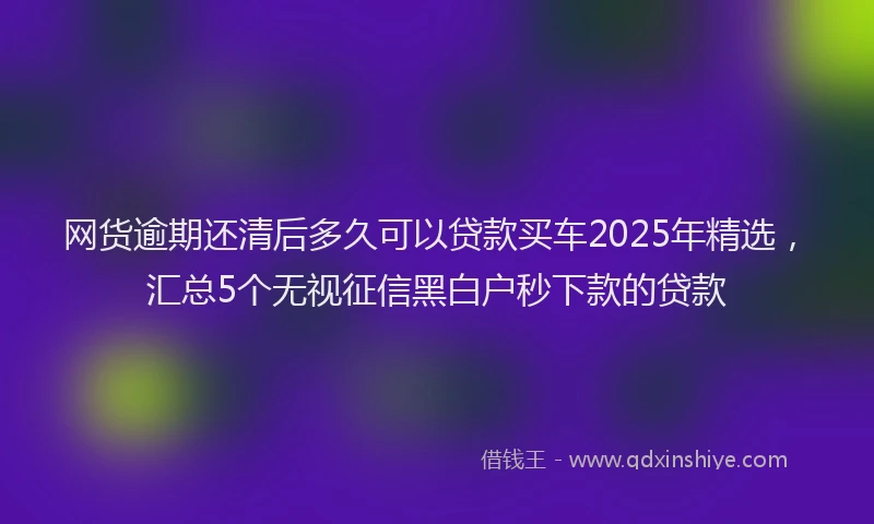网货逾期还清后多久可以贷款买车2025年精选，汇总5个无视征信黑白户秒下款的贷款