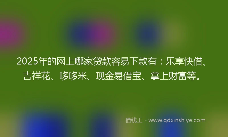 2025年的网上哪家贷款容易下款有：乐享快借、吉祥花、哆哆米、现金易借宝、掌上财富等。