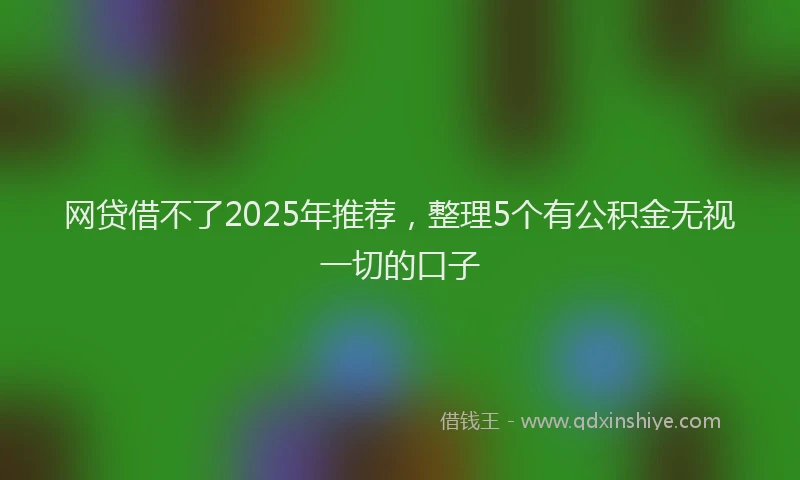 网贷借不了2025年推荐，整理5个有公积金无视一切的口子