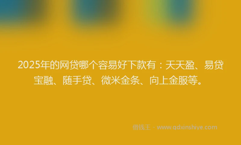 2025年的网贷哪个容易好下款有：天天盈、易贷宝融、随手贷、微米金条、向上金服等。