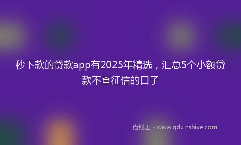 秒下款的贷款app有2025年精选，汇总5个小额贷款不查征信的口子