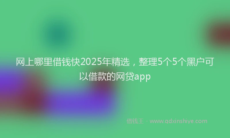 网上哪里借钱快2025年精选，整理5个5个黑户可以借款的网贷app