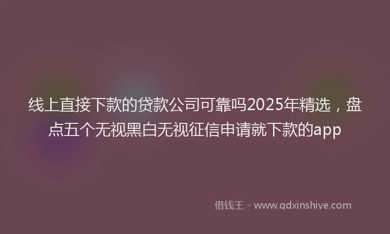 线上直接下款的贷款公司可靠吗2025年精选，盘点五个无视黑白无视征信申请就下款的app