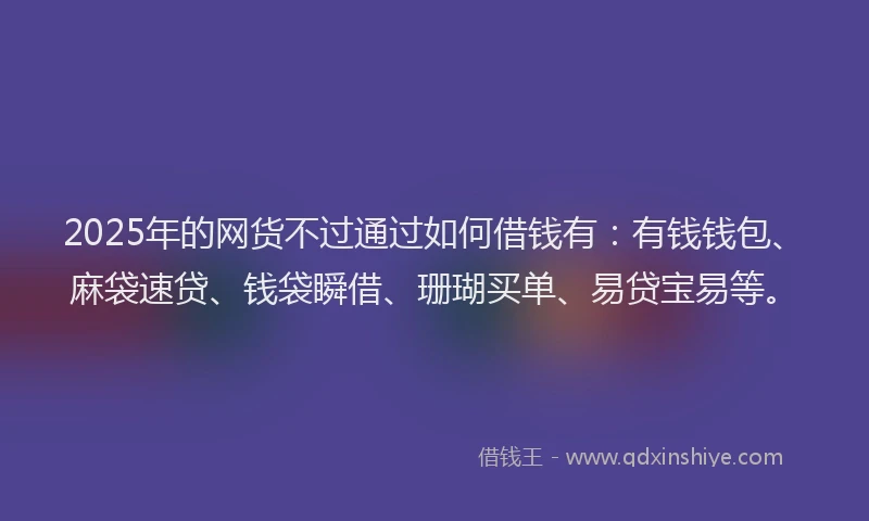2025年的网货不过通过如何借钱有：有钱钱包、麻袋速贷、钱袋瞬借、珊瑚买单、易贷宝易等。