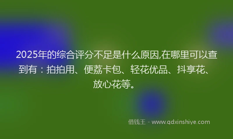 2025年的综合评分不足是什么原因,在哪里可以查到有：拍拍用、便荔卡包、轻花优品、抖享花、放心花等。