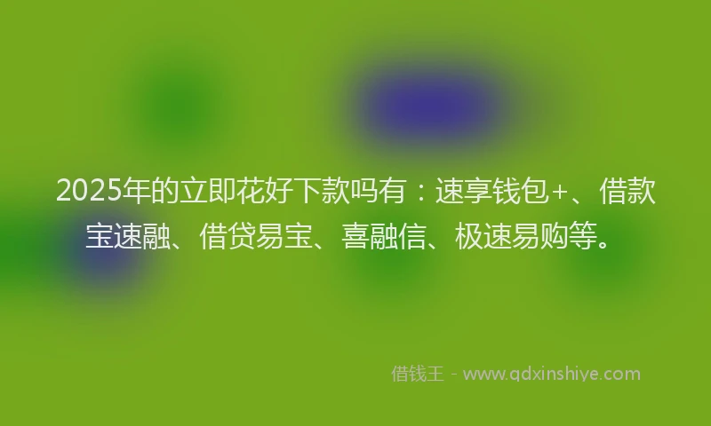 2025年的立即花好下款吗有：速享钱包+、借款宝速融、借贷易宝、喜融信、极速易购等。