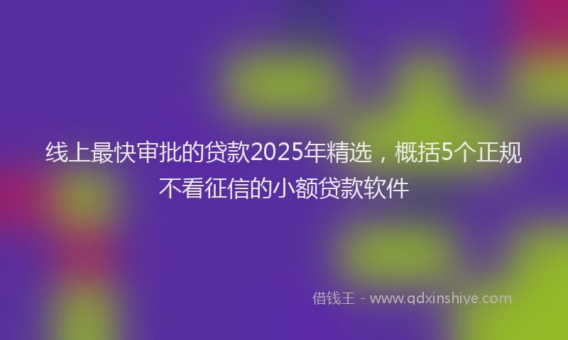 线上最快审批的贷款2025年精选，概括5个正规不看征信的小额贷款软件
