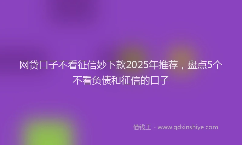 网贷口子不看征信妙下款2025年推荐，盘点5个不看负债和征信的口子