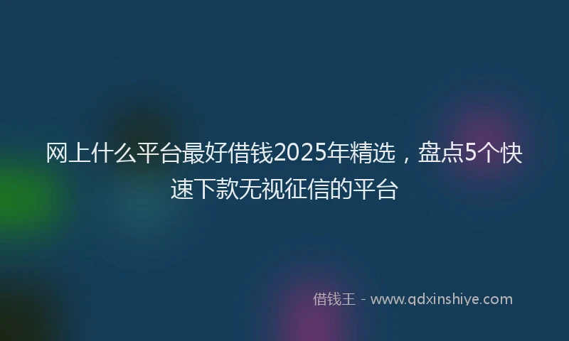 网上什么平台最好借钱2025年精选，盘点5个快速下款无视征信的平台
