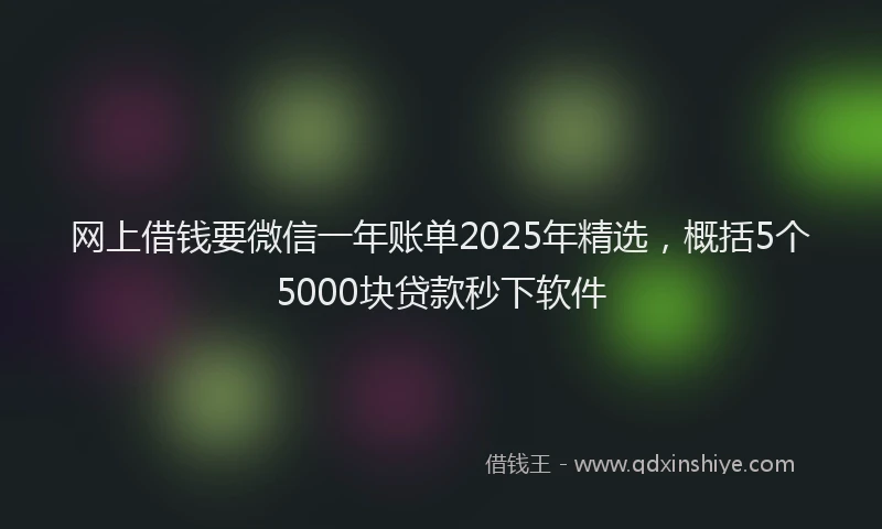 网上借钱要微信一年账单2025年精选，概括5个5000块贷款秒下软件