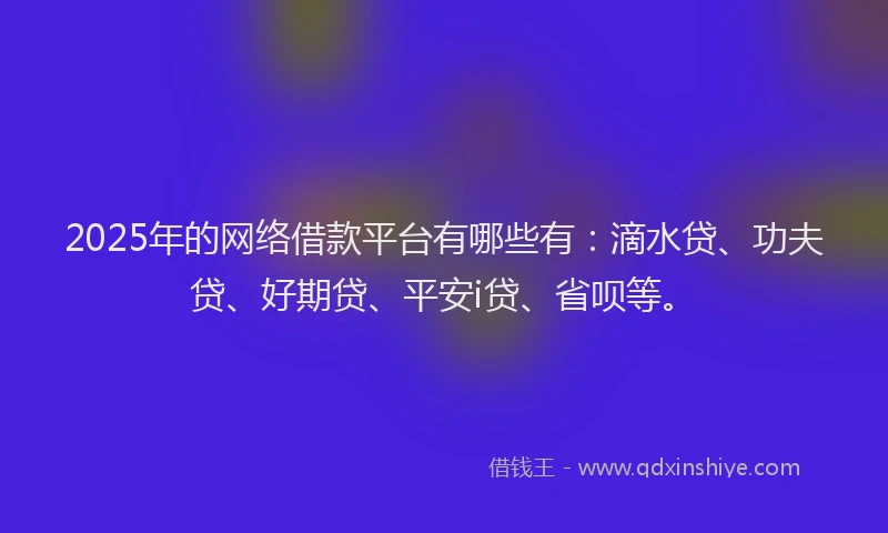 2025年的网络借款平台有哪些有：滴水贷、功夫贷、好期贷、平安i贷、省呗等。