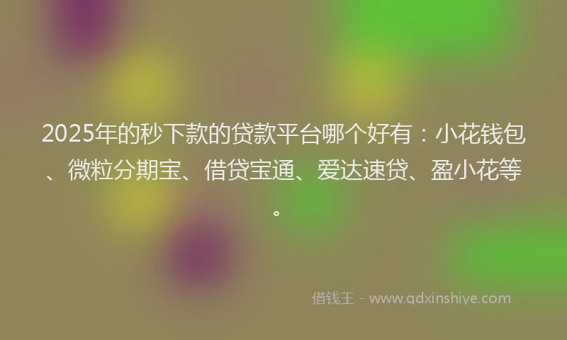 2025年的秒下款的贷款平台哪个好有：小花钱包、微粒分期宝、借贷宝通、爱达速贷、盈小花等。