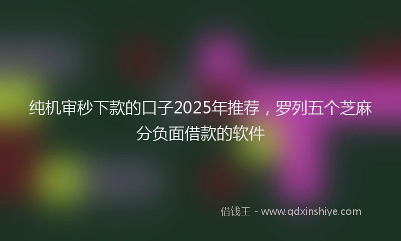 纯机审秒下款的口子2025年推荐，罗列五个芝麻分负面借款的软件