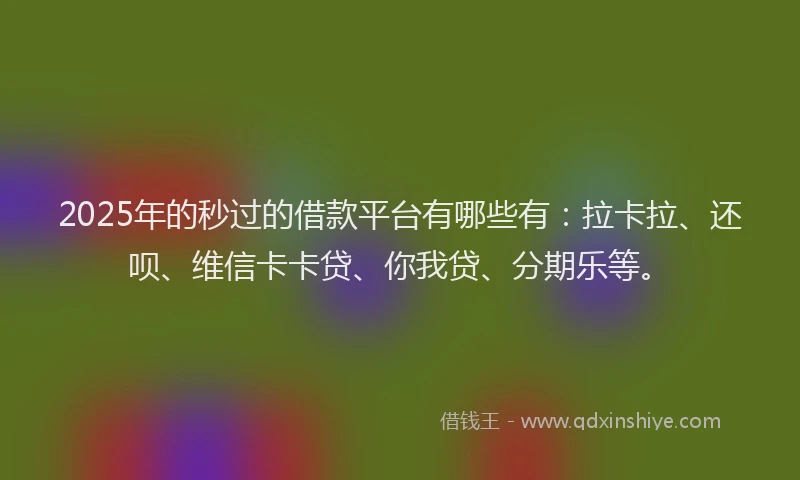 2025年的秒过的借款平台有哪些有：拉卡拉、还呗、维信卡卡贷、你我贷、分期乐等。