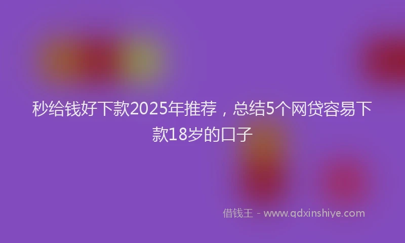 秒给钱好下款2025年推荐，总结5个网贷容易下款18岁的口子