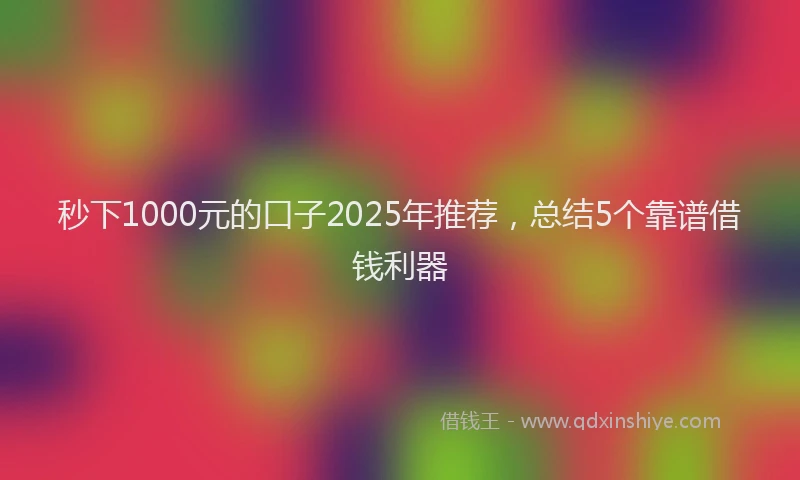 秒下1000元的口子2025年推荐，总结5个靠谱借钱利器