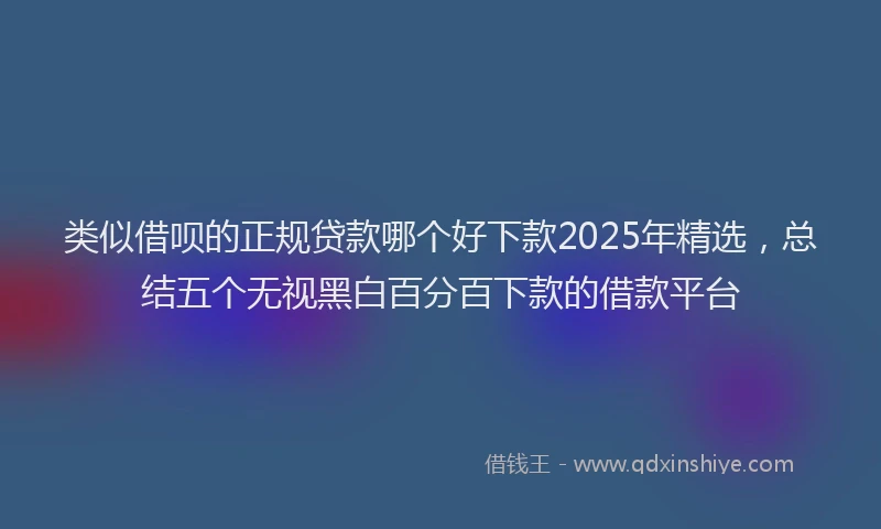 类似借呗的正规贷款哪个好下款2025年精选，总结五个无视黑白百分百下款的借款平台