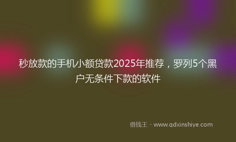 秒放款的手机小额贷款2025年推荐，罗列5个黑户无条件下款的软件