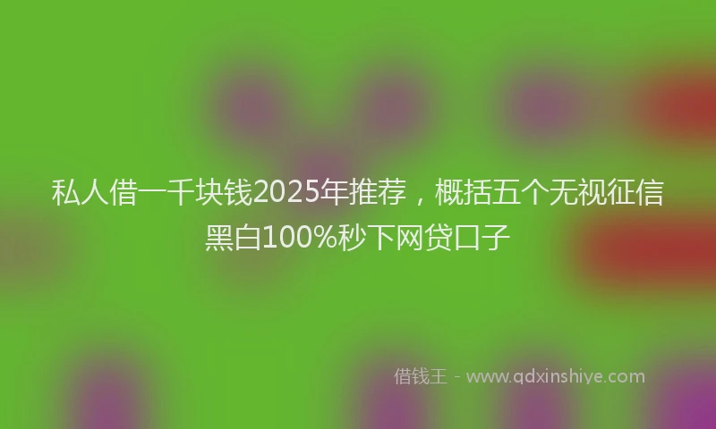 私人借一千块钱2025年推荐，概括五个无视征信黑白100%秒下网贷口子