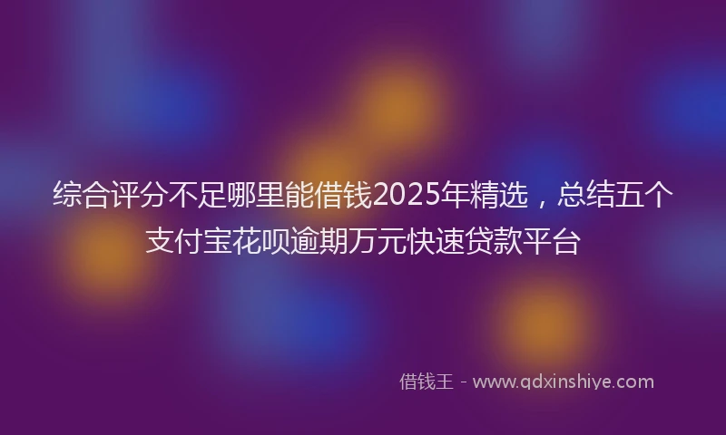 综合评分不足哪里能借钱2025年精选，总结五个支付宝花呗逾期万元快速贷款平台