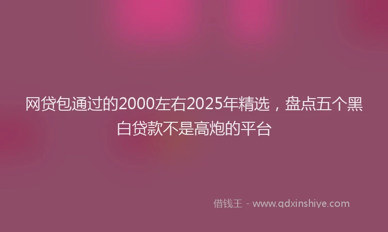 网贷包通过的2000左右2025年精选，盘点五个黑白贷款不是高炮的平台