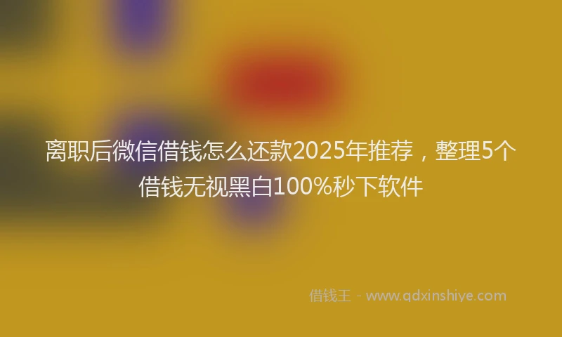 离职后微信借钱怎么还款2025年推荐，整理5个借钱无视黑白100%秒下软件