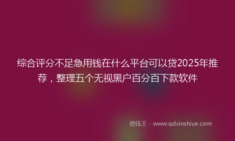 综合评分不足急用钱在什么平台可以贷2025年推荐，整理五个无视黑户百分百下款软件
