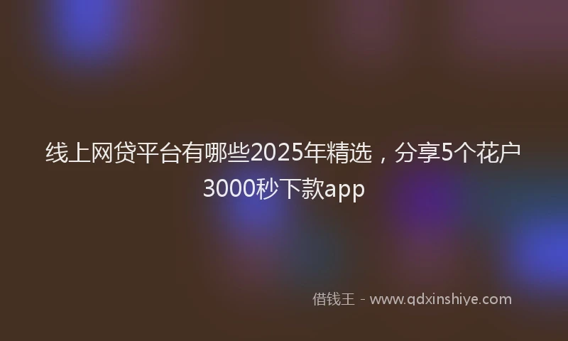 线上网贷平台有哪些2025年精选，分享5个花户3000秒下款app