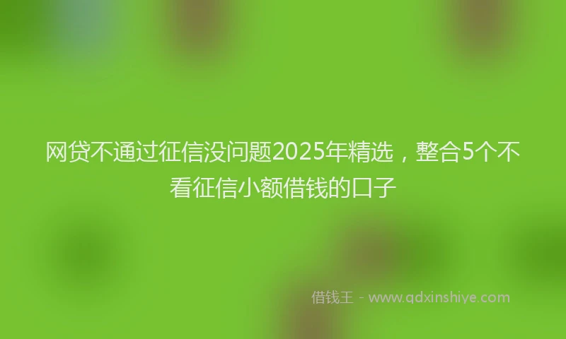 网贷不通过征信没问题2025年精选，整合5个不看征信小额借钱的口子