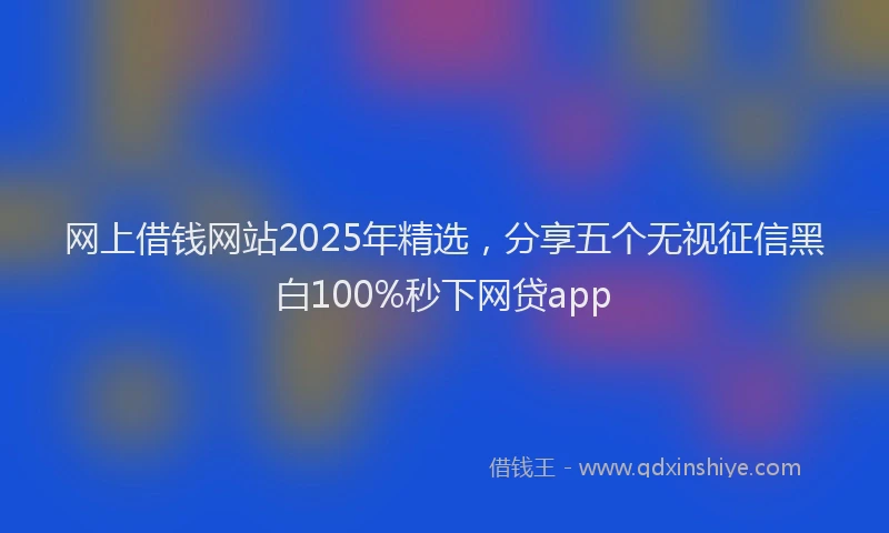 网上借钱网站2025年精选，分享五个无视征信黑白100%秒下网贷app