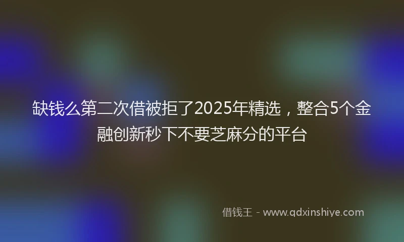 缺钱么第二次借被拒了2025年精选，整合5个金融创新秒下不要芝麻分的平台