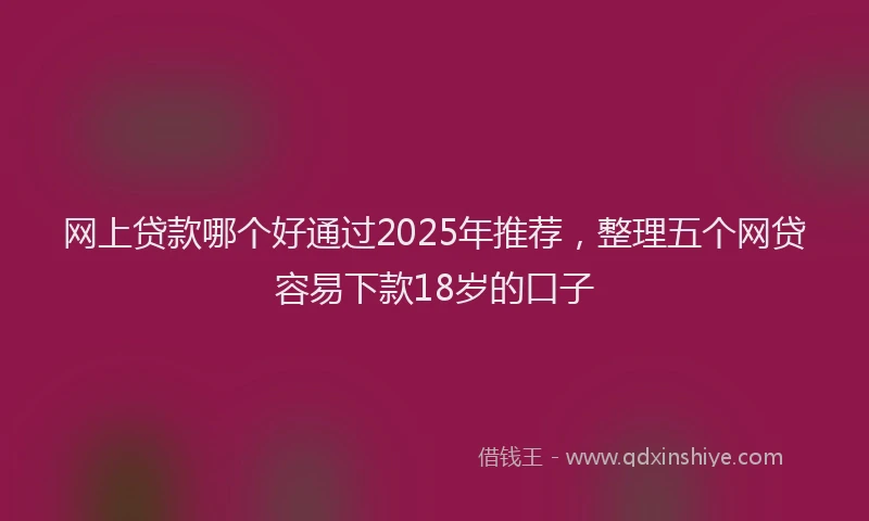 网上贷款哪个好通过2025年推荐，整理五个网贷容易下款18岁的口子