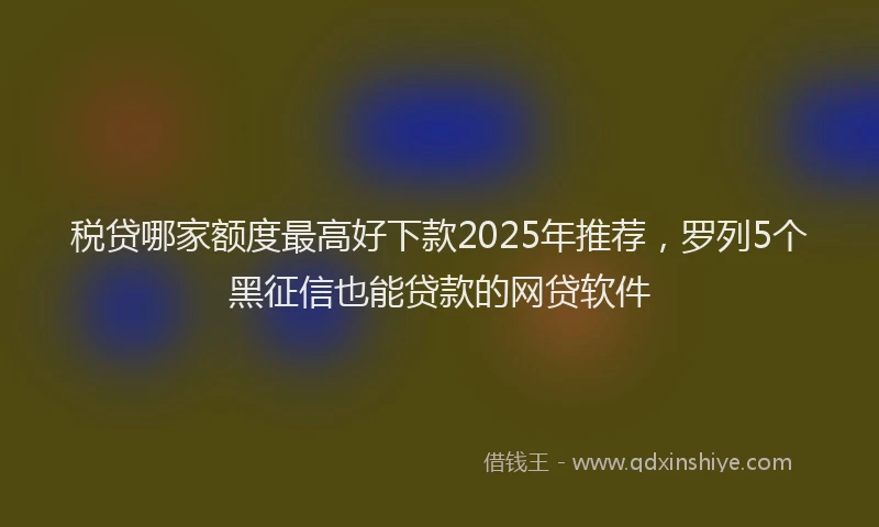 税贷哪家额度最高好下款2025年推荐，罗列5个黑征信也能贷款的网贷软件