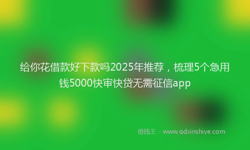 给你花借款好下款吗2025年推荐，梳理5个急用钱5000快审快贷无需征信app