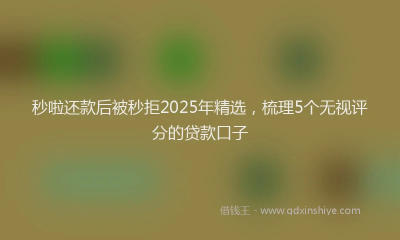 秒啦还款后被秒拒2025年精选，梳理5个无视评分的贷款口子