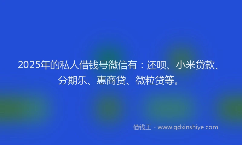 2025年的私人借钱号微信有：还呗、小米贷款、分期乐、惠商贷、微粒贷等。